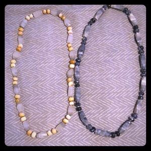 Stone necklace Charcoal Marble/ Tan marble